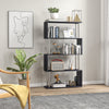 5-Tier Bookcase S-Shaped Wooden Storage Shelf Modern Decorative For Home And Office Black