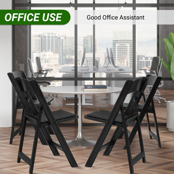 1pcs Black Plastic With Cushion Courtyard Plastic Folding Chair