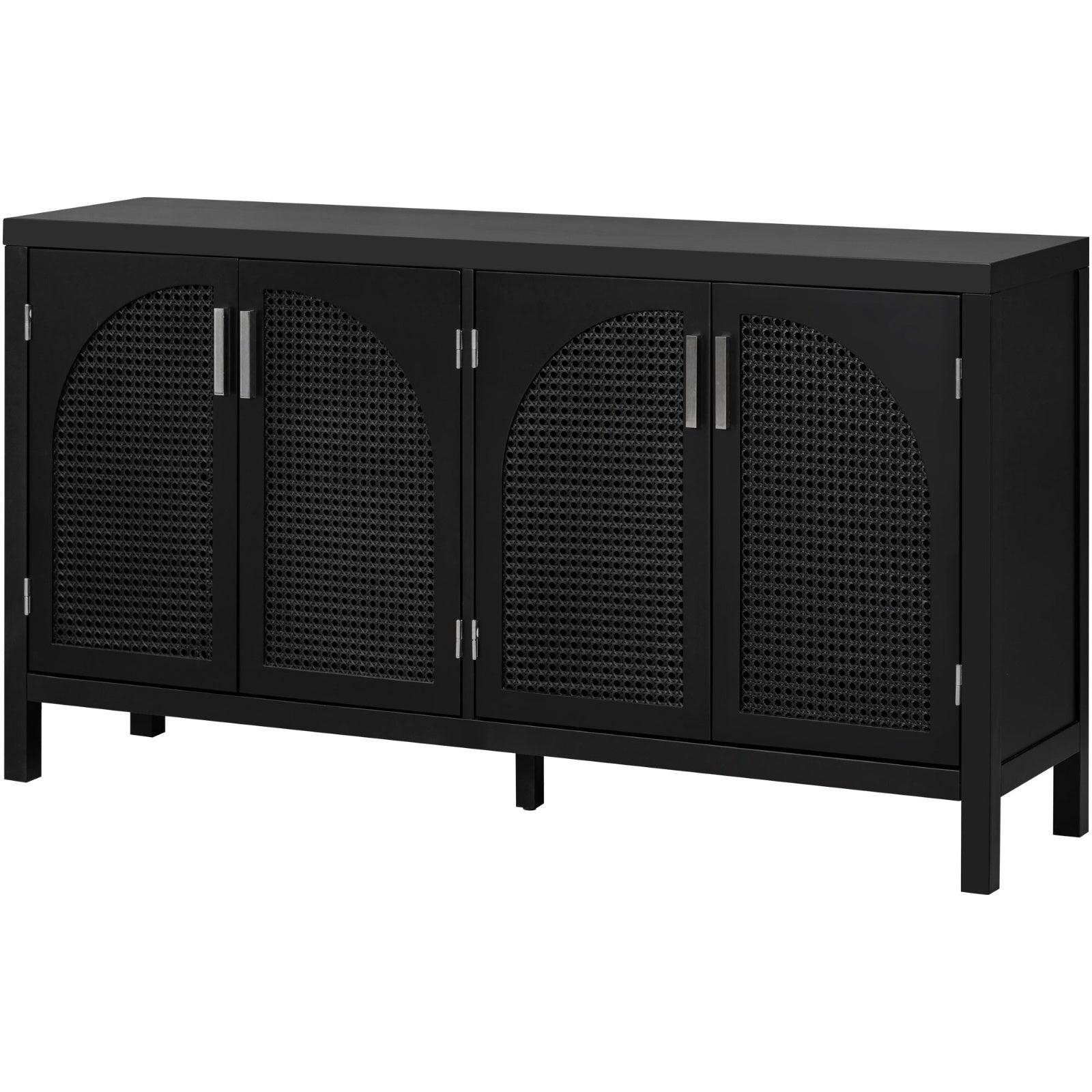 TREXM Sideboard With Rattan Door & Metal Handles For Living Room