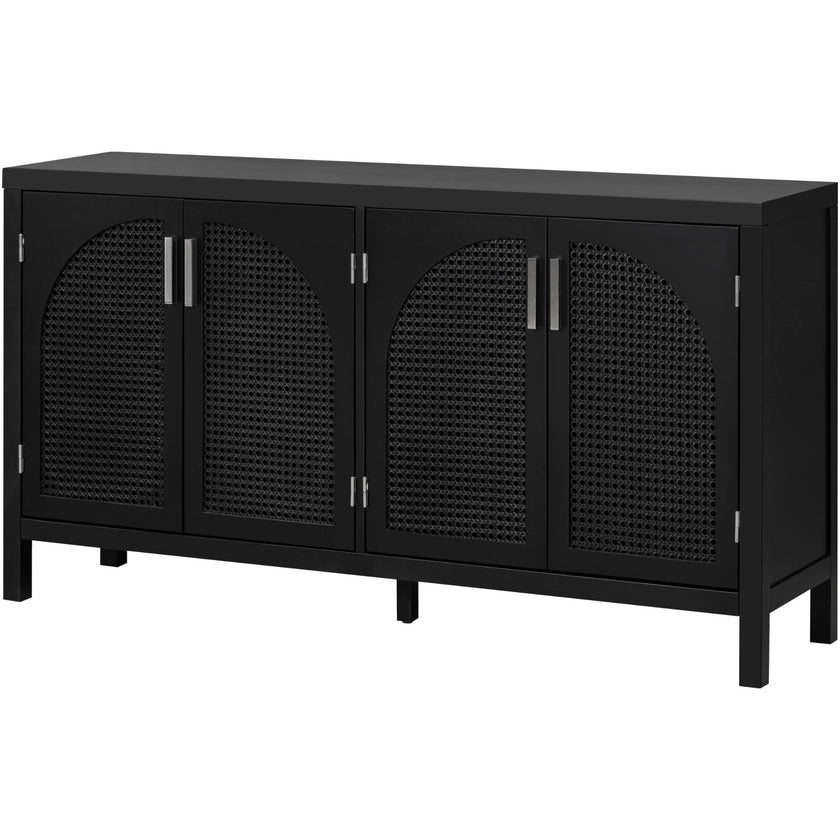 TREXM Sideboard With Rattan Door & Metal Handles For Living Room