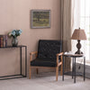 Vintage Modern Wooden Armchair In Black PU