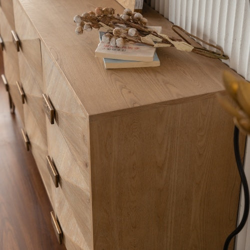 9 Drawers Dresser, Modern Dressers & Chests Of Drawers, TV Stand,Light Wood Dresser For Bedroom,Living Room,Hallway