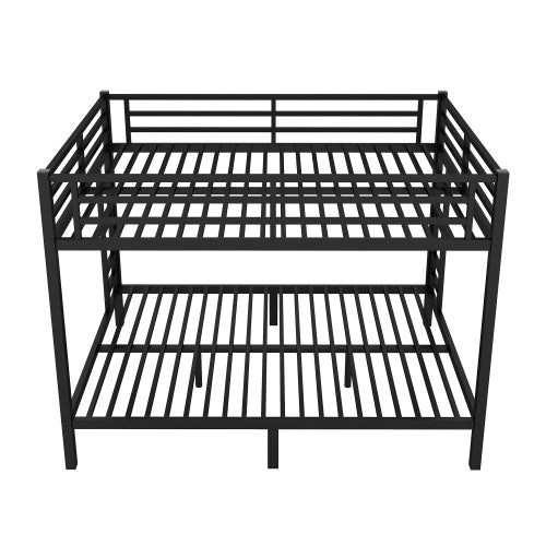 Metal Queen Over Queen Bunk Bed For Teens And Adults,Space Saving Noise Reduced No Box Spring Needed, Black