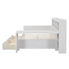 Wooden Full-size Sofa Bed With Storage Rack, Multifunctional Bed With Two Storage Drawers And Desk, Antique White