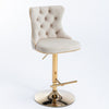 A&A Furniture,Golden Swivel Velvet Barstools Adjusatble Seat Height From 25-33 Inch
