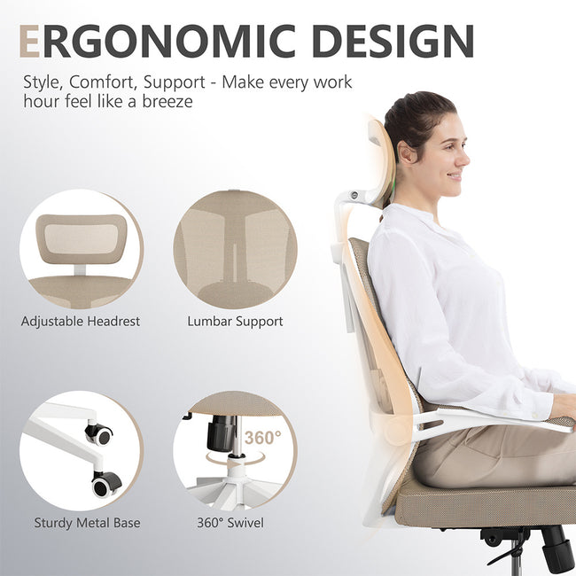 Office Chair Capacity 350 Pounds -about 158.8 Kg, Ergonomically Comfortable Home Table Chair, High Back Gaming Chair With Wheels, Mesh Computer Chair, Waist Support, Adjustable Headrest, Flip Armrest