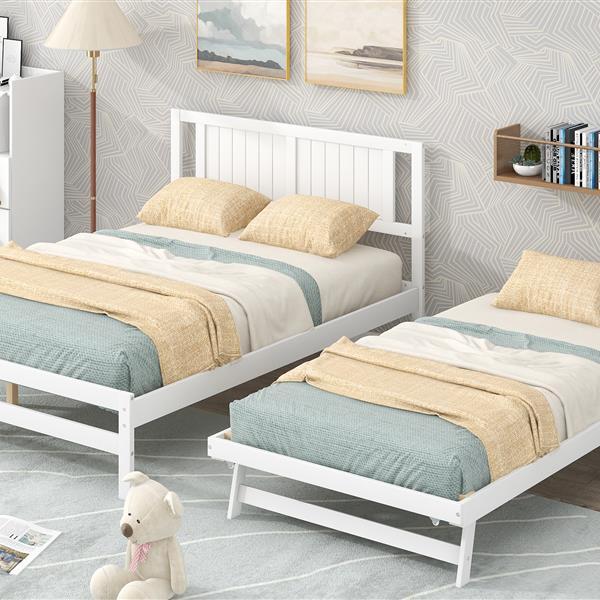 Full-size Platform Bed With Adjustable Rollers, White