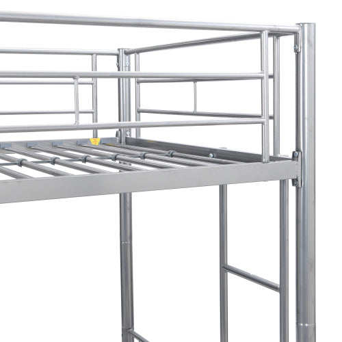 METAL BUNK BED WITH TRUNDLE SILVER