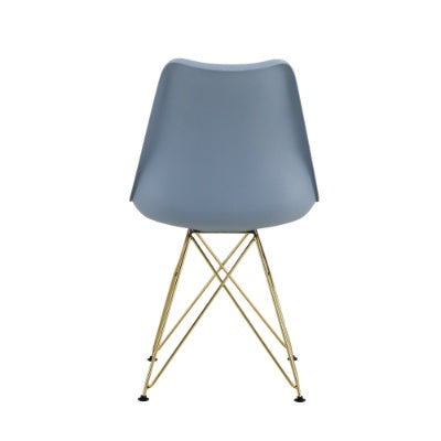 Modern Dining Chairs With Shell Lounge Plastic Seat And GOLDEN STEEL Legs KITEHCN Chairs Meeting Room Chairs Living Room,Set Of 4, GREY