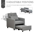 Convertible Chair Bed Grey Sofa Bed Multi-Functional Sleeper Ottoman Recliner Adjustable Backrest