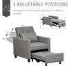 Convertible Chair Bed Grey Sofa Bed Multi-Functional Sleeper Ottoman Recliner Adjustable Backrest