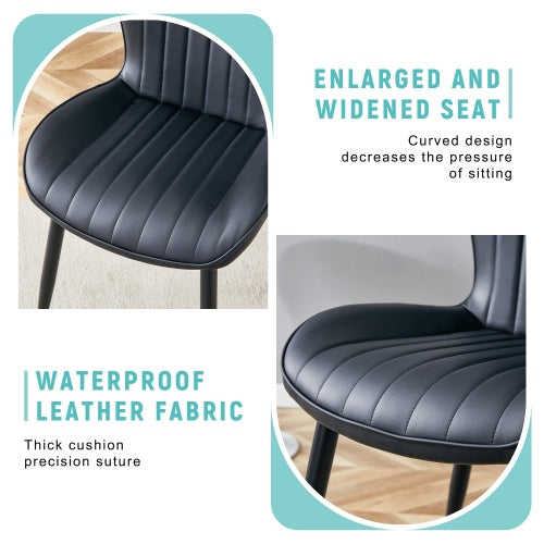 The Black Minimalist Ergonomic Dining Chair Comes In A Pack Of 4, With A Comfortable Design Of Extended And Curved Seat Cushions, Unlocking A Comfortable And Minimalist New Sitting Posture.