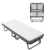 Folding Bed Cot With Mattress For Adults,  Foldable Metal Frame Bed For Guest With Memory Foam Mattress On Wheels, Saving Space Rollaway Bed
