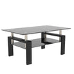 Black Glass Rectangle Coffee Table Modern Side Center For Living Room