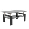 Black Glass Rectangle Coffee Table Modern Side Center For Living Room