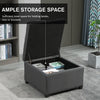 Tufted Storage Ottoman With Lift Top Fabric Metal Hinge Rubberwood Frame Living Room