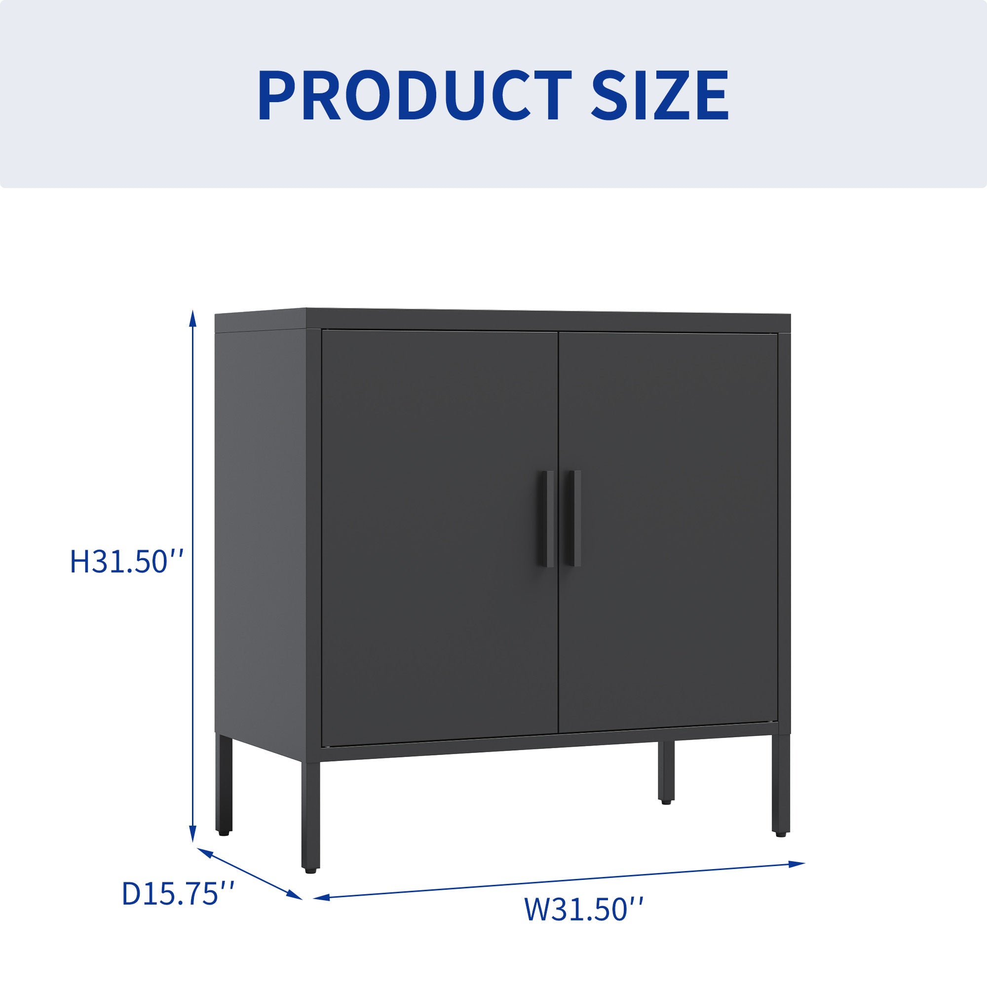 Metal Storage Cabinet With Doors And Adjustable Shelves, Steel Garage Storage Cabinet, Metal File Cabinet For Home Office School Gym, Black