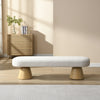Dining Bench For Dining Room, Upholstered Bedroom End Of Bed Entryway Bench, Boucle Ottoman For Living Room, 64L Beige Stool Top Wood Leg 300 LBS Weight Capacity