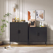 Metal Storage Cabinet With Doors And Adjustable Shelves, Steel Garage Storage Cabinet, Metal File Cabinet For Home Office School Gym, Black