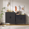 Metal Storage Cabinet With Doors And Adjustable Shelves, Steel Garage Storage Cabinet, Metal File Cabinet For Home Office School Gym, Black