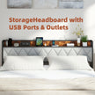 Soft-padded Headboard With Storage, Charging Port, Iron Frame Bed