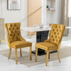 A&A Furniture,Nikki Modern, High-end Tufted Solid Wood Contemporary Velvet Upholstered Dining Chair With Golden Stainless Steel Plating Legs,Nailhead Trim,Set Of 2,Gold, SW1601GL