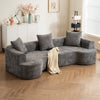 Modern Style Curved Sofa, Soft Corduroy Sofa With 3 Pillows, Living Room Milky White Ultra Smooth Curved Fabric Sofa