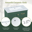 30 Bathroom Vanity With Sink, One Package, Green Bathroom Cabinet With Drawers, Solid Frame And MDF Board