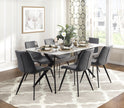 Modern Design Dining Chairs 2pc Set Gray Faux Leather Upholstery Black Metal Legs Kitchen Dining Furniture