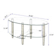 Transparent Oval Glass Coffee Table, Modern Living Room Table, Oak Leg Coffee Table, Three-layer Glass Table