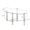 Transparent Oval Glass Coffee Table, Modern Living Room Table, Oak Leg Coffee Table, Three-layer Glass Table