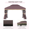 10x13 Aluminum Gazebo Patio Canopy  Outdoor Shelter With Double Roof, Netting & Curtains