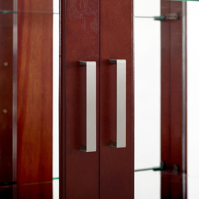 Lighted Curio Display Cabinet With Adjustable Shelves & Mirrored Back Panel