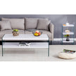 Double Rectangular Coffee Table. The Board Surface Is MDF, With White Stickers, And Both Sides Are Transparent Tempered Glass. Suitable For Living Room, Bedroom And Other Occasions