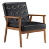 Vintage Modern Wooden Armchair In Black PU