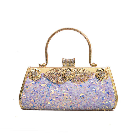 Metal Handbag With Diamond Banquet Clutch