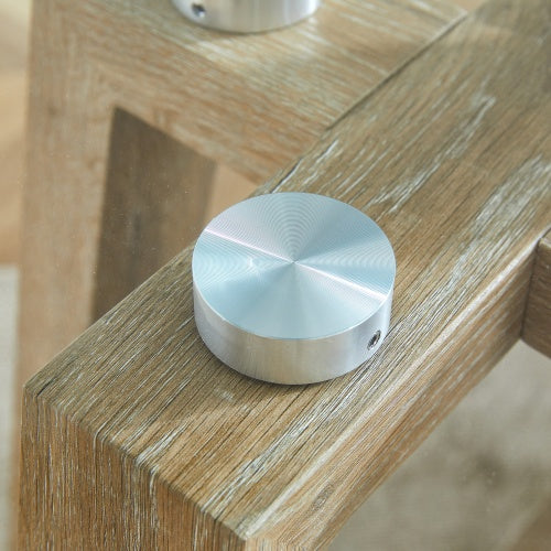 Modern And Practical Round Table. Made Of Clear Tempered Glass Top And Wood-coloured MDF Material. Suitable For Living Rooms And Bedrooms