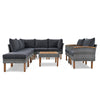 9-Piece Patio Rattan Set With Acacia Wood Legs & Tabletop, Outdoor Conversation