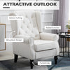 Cream White High Back Accent Chair With Wooden Legs, Removable Cushion For Living Room, Club, Bedroom