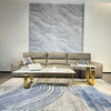 Modern Rectangular Coffee Table Set With Sintered Stone Top, Gold Metal Frame, For Bedroom, Living Room