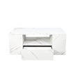 Modern Coffee Tables For Living Room, LED Coffee Table, Storage Coffee Table, Small Coffee Table, Wood Center Table With 2 Drawers And Open Side Shelf