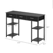 47 Small Computer Desk, Writing Desk With Fabric Drawers, Home Office Desk With Adjustable Shelves, Black