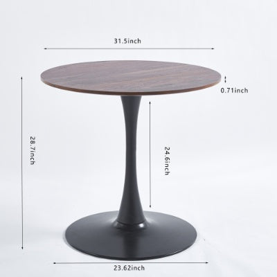 31.5 BLACK AND WALNUT Tulip Table Mid-century Dining Table For 2-4 People With Round Mdf Table Top, Pedestal Dining Table, End Table Leisure Coffee Table