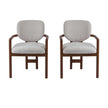 Dining Chairs Set Of 2 Upholstered Arm Chairs, Rubber Wood Accent Chairs Beige Fabric Seating, 300 LBS Weight Capacity