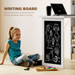 Fold Down Convertible Writing Table, Folding Desk With Blackboard & Side Shelf, Multi-Function Computer Office Workstation, White