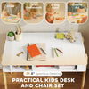 Desk And Chair Set With Storage For Bedroom, School, Gift For Children Ages 3-12, White