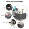 Tufted Storage Ottoman With Lift Top Fabric Metal Hinge Rubberwood Frame Living Room
