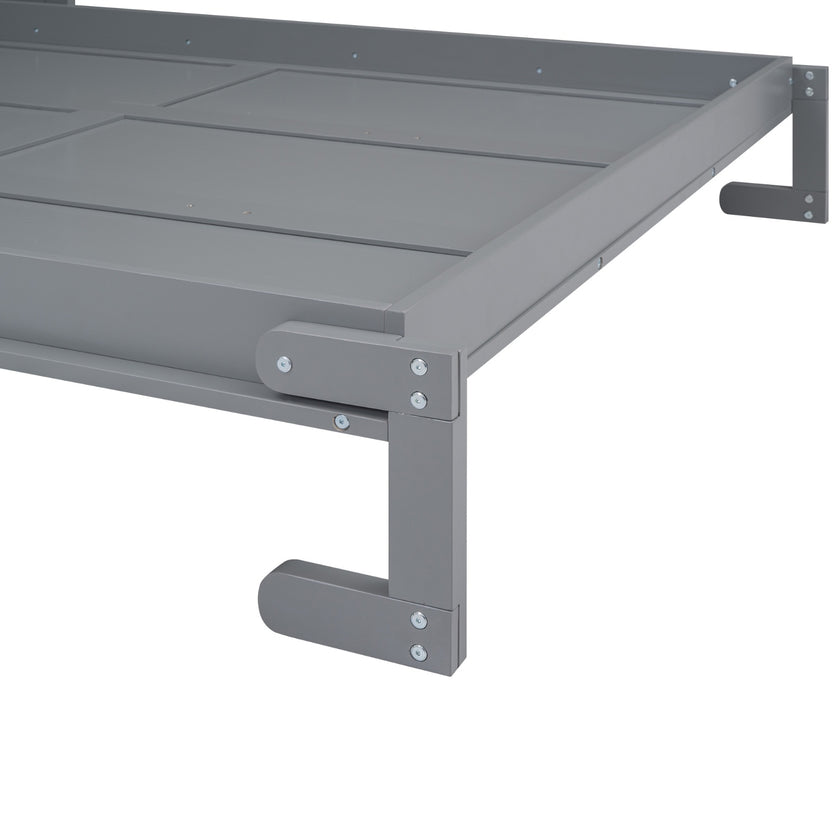 Queen Size Murphy Bed With A Shelf, Gray