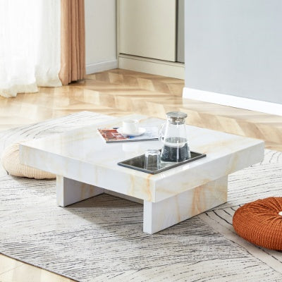A Modern And Practical Coffee Table With Imitation Marble Patterns, Made Of MDF Material. The Fusion Of Elegance And Natural Fashion 31.4X 31.4X12