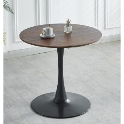 31.5 BLACK AND WALNUT Tulip Table Mid-century Dining Table For 2-4 People With Round Mdf Table Top, Pedestal Dining Table, End Table Leisure Coffee Table